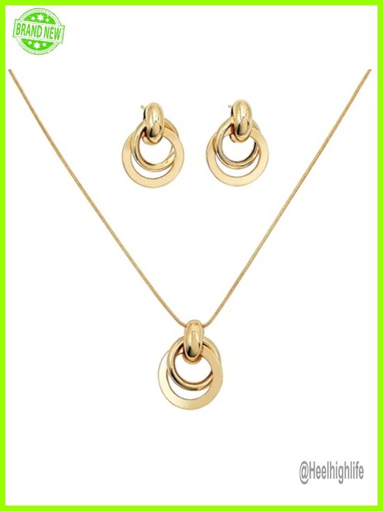 Other - 14K Gold Plated Knot Jewelry Set Necklace & Drop Earrings Stainless Steel